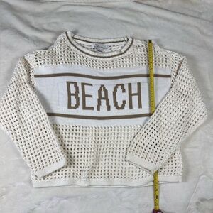 Vintage Havana embroidered beach, cream, white sweater size M
